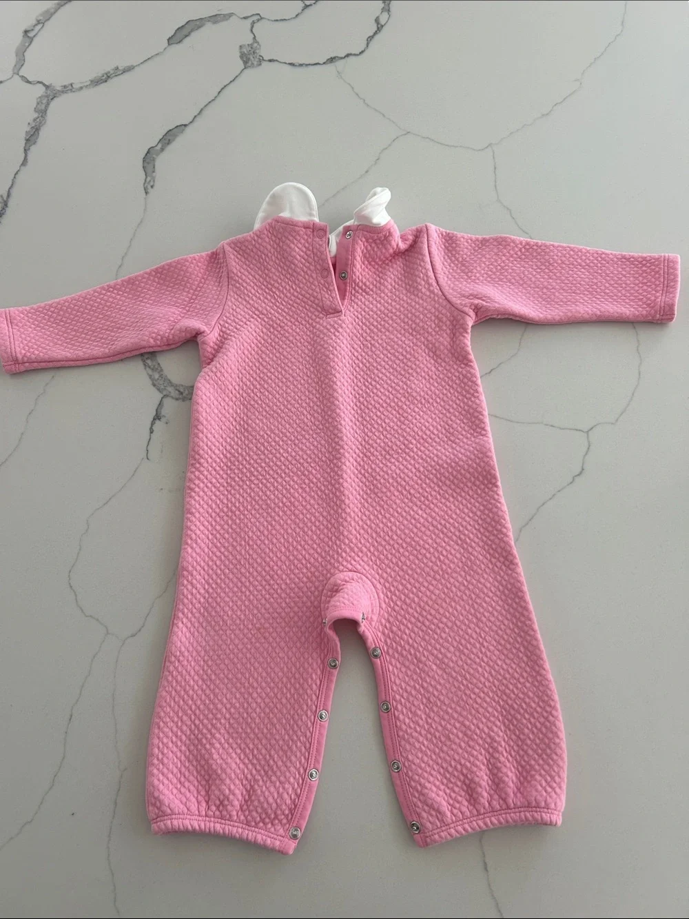 The Beaufort Bonnet Company Pink Quilted One-Piece with White Peter Pan Collar